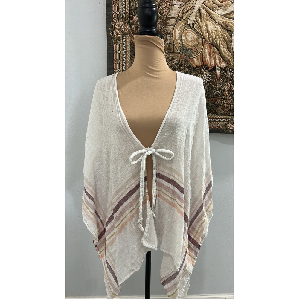 Universal Thread OSFM White Striped Tie Front Cover Up Top